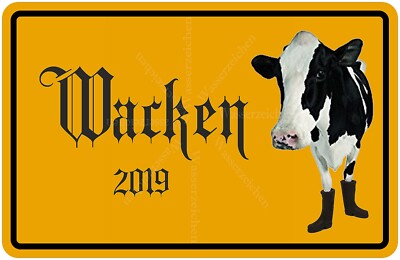45cm Sticker Cow Wellies Wacken Town Sign Metal Wish Festival Open Air