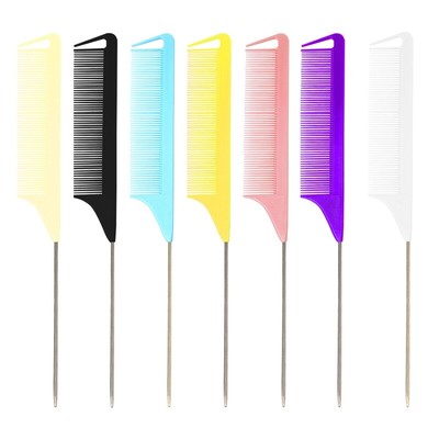 Fine-tooth Combs Metal Pin Anti-static Hair Style Rat Tail Comb Styling Tool