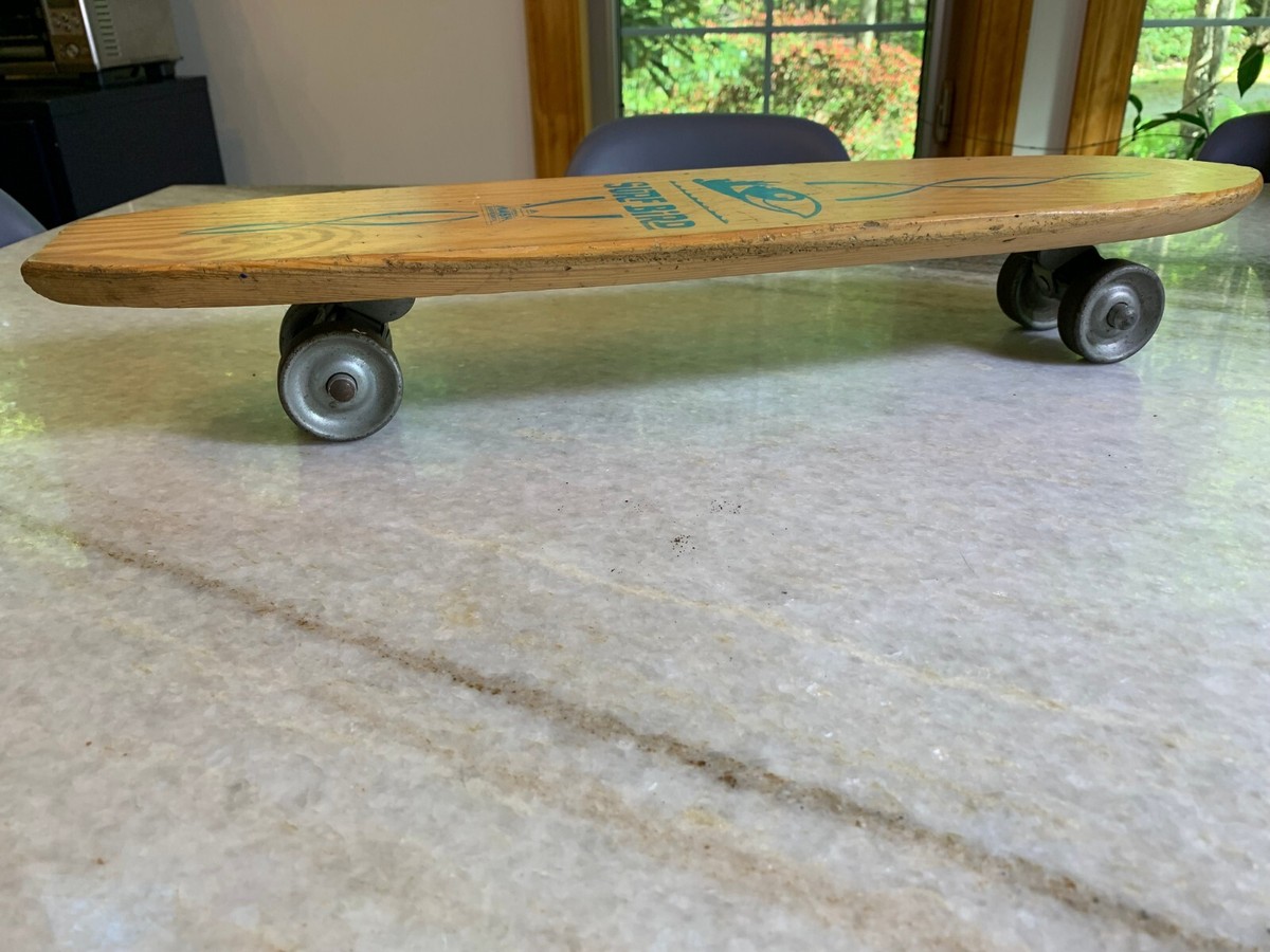 Rare Vintage Wood Wooden Skateboard Metal Wheels SurfBird