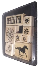 Stampin up Wanted Set of 8 Wood Mounted Rubber Stamps