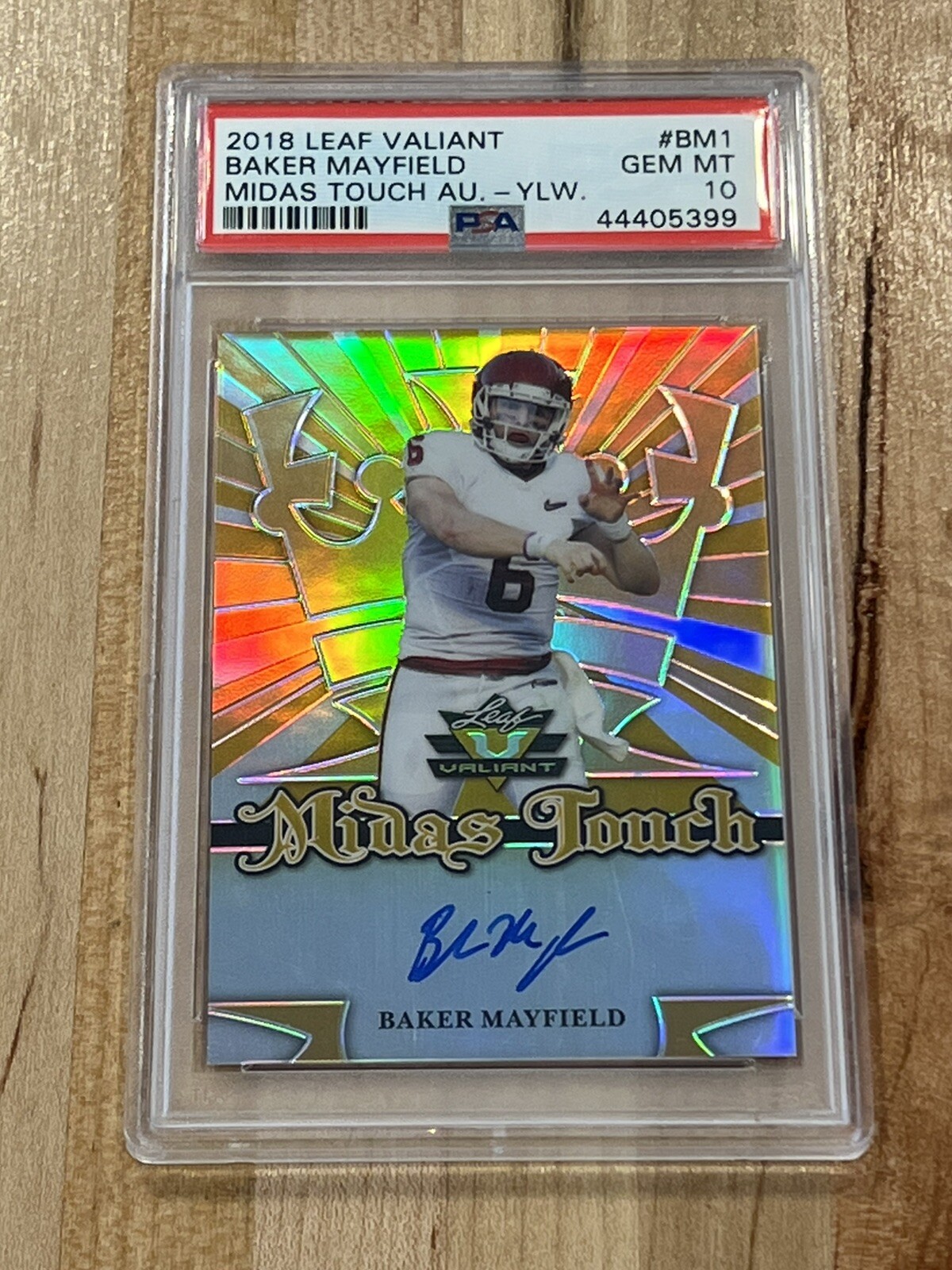 Baker Mayfield Leaf Valiant Midas Touch Autograph #BM1 Yellow