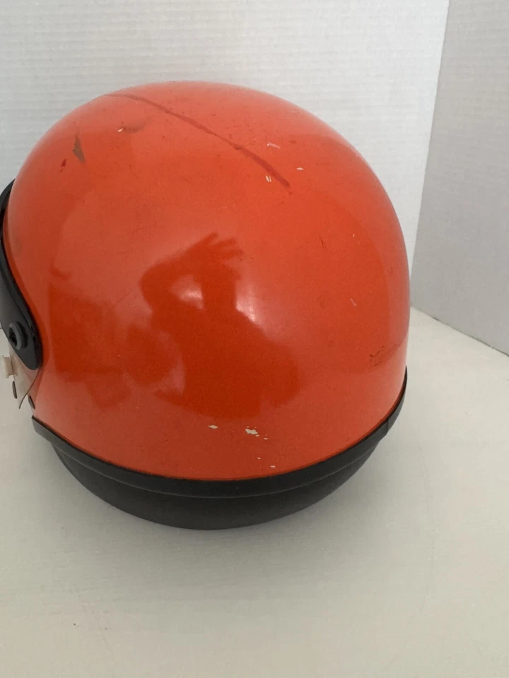 Vintage 1974 Shoei S-20 Motocrcycle Helmet Orange Size Large Scooter Vespa - Image 4 of 4