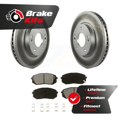 Front Coated Disc Brake Rotors And Semi-Metallic Pad Kit For 2010-2012 Kia Rondo