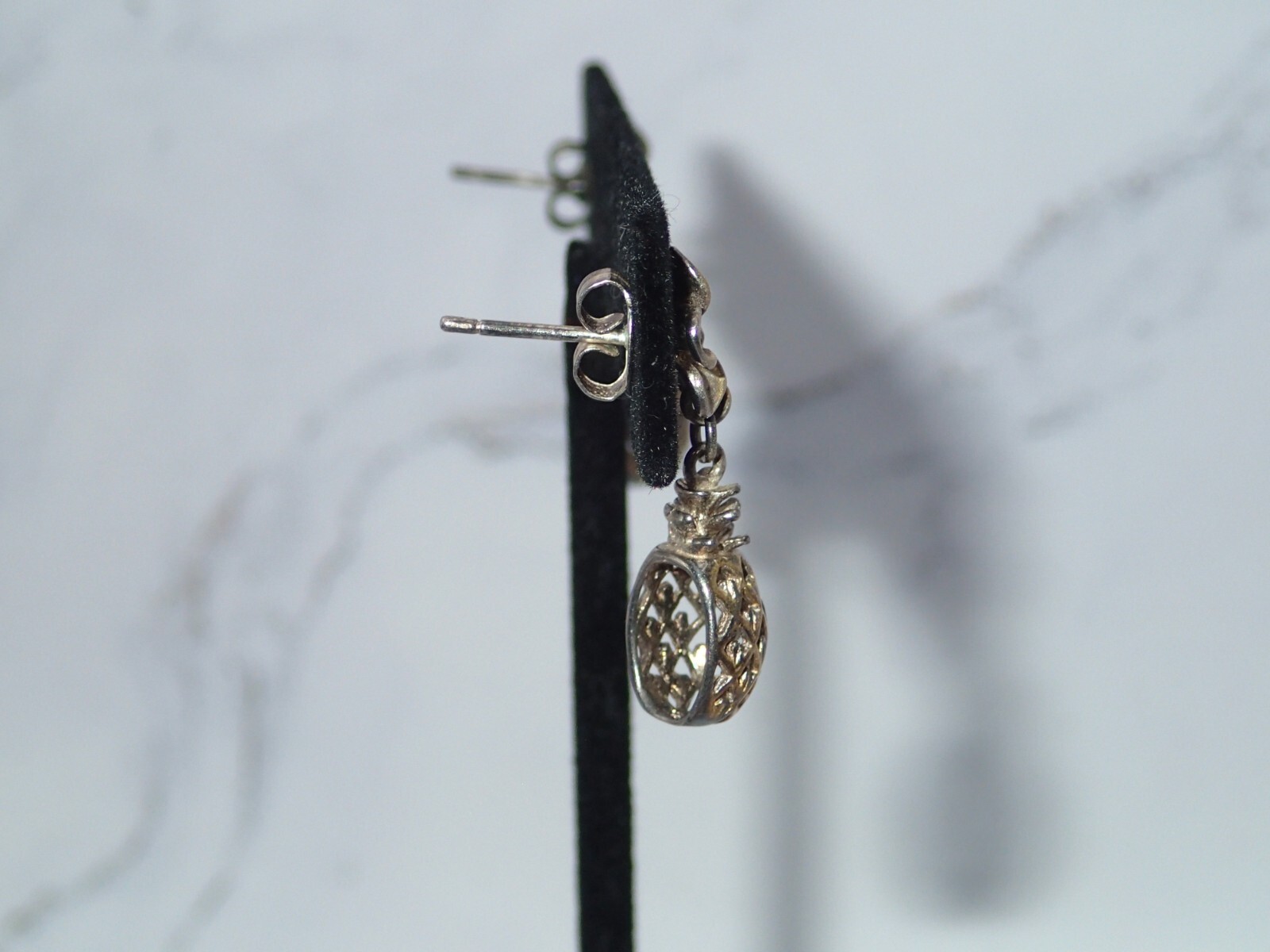 STERLING SILVER (925) Pineapple Flower Dangle Dro… - image 3