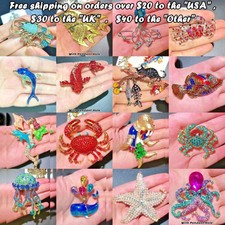 Broches de animales marinos peces caballito de mar camarones langosta cangrejo prendedor joyería de moda regalos
