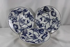 La Primula SRL Set 3 Rimmed Soup Bowls Quadrifoglio Blue Fruit