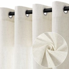 Natural Cream Linen Curtains 78 Inch Length 2 Panels for Living Room Bedroom,...