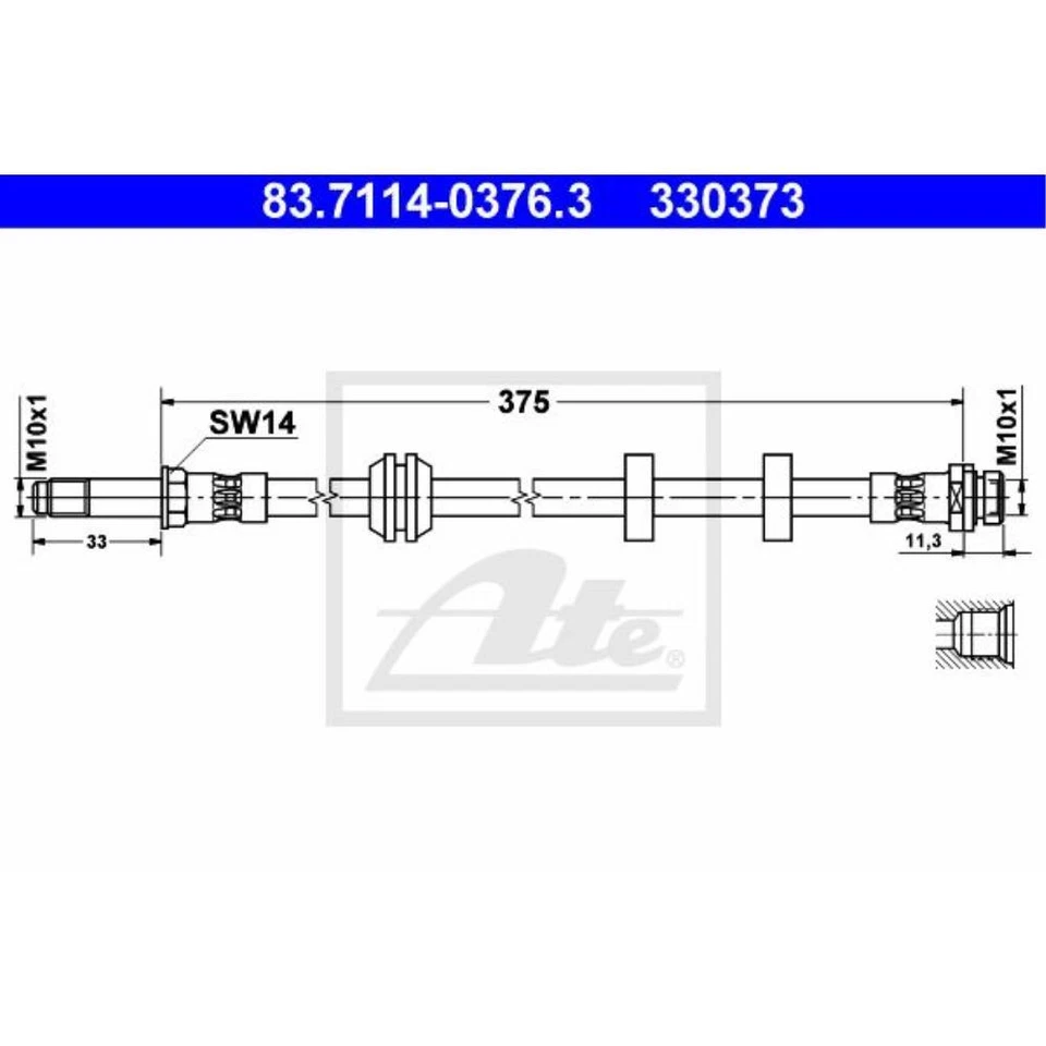 ATE Tuyau de Frein Conduite Avant pour Ford Mondeo II Break I 83.7114-0376.3 - Photo 1/1