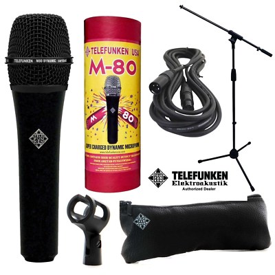 Telefunken M80 Dynamic Microphone (Black) + XLR Cable and a Mic Stand