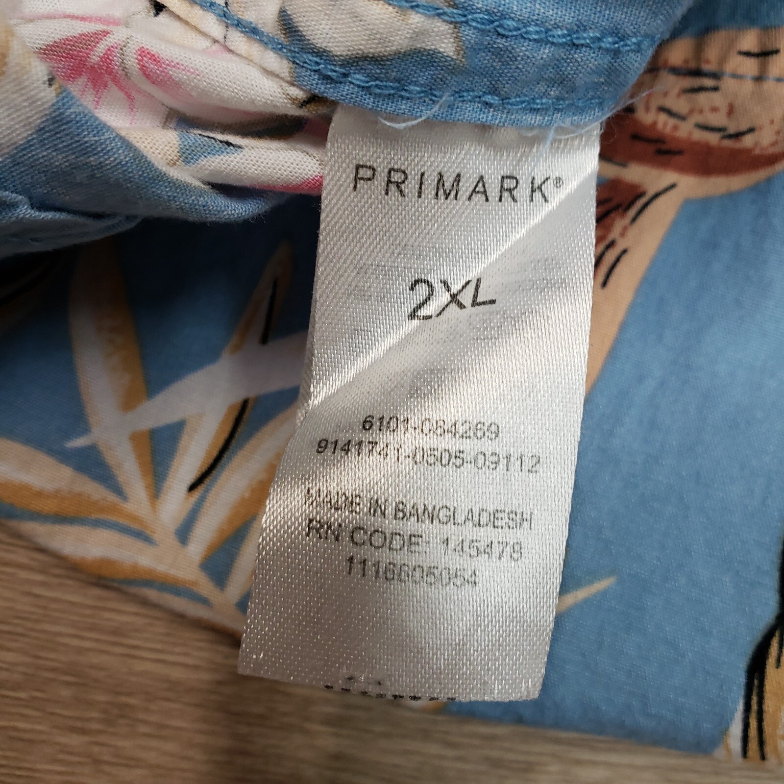 Primark Hawaiian Shirt Mens 2XL Blue Floral Short Sleeve Button Up image 6
