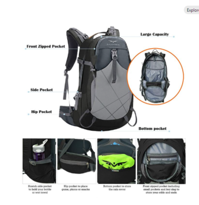 Hiking Outdoor Camping 40L Backpack Pack Quick Bag Holds Hydration Bag rain  covr
