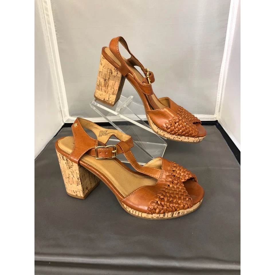 Sandalias Bass para mujer de cuero con plataforma de corcho marrón claro talla 6 M Foto 2 de 4