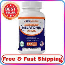 Vitamatic Melatonin 20mg Tablets Vegetarian, Non-GMO, Gluten-Free 120 Tablets
