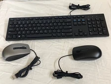 COMBO: Dell Black Wired USB Slim Keyboard (PN: KB215t) and choice of Dell Mouse