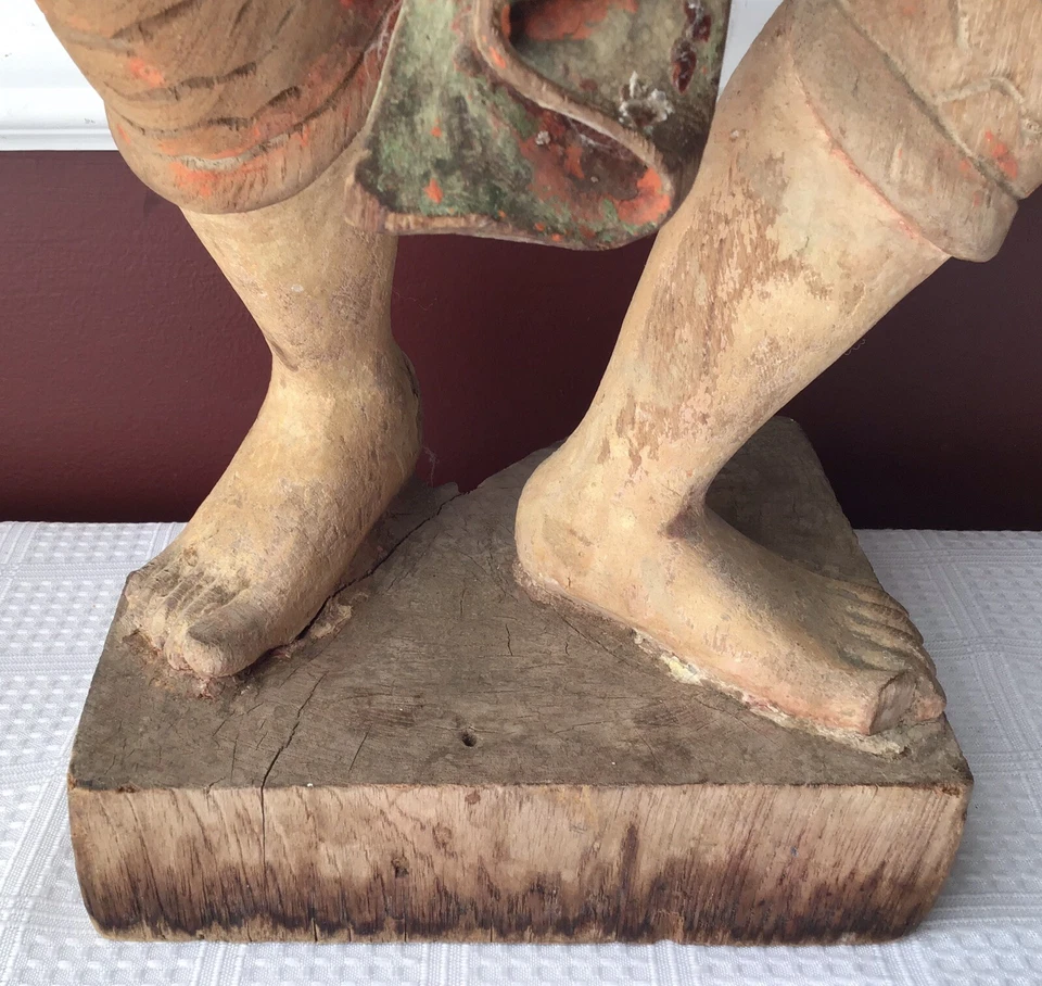 Antique 17th/18th c,(?) Asian/Indian Carved Wooden Statue, 24” - Imagem 4 de 4