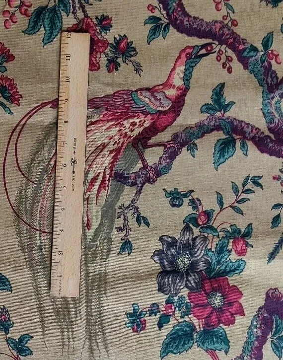 Tapicería de tela para cortinas de algodón floral dorado Waverly Olana Birds fuera de stock por comprar Foto 2 de 4