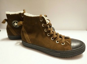 brown converse with fur
