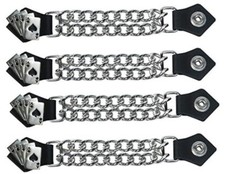 4PC MOTORCYCLE BIKER DIAMOND CUT CHROME CHAIN DEADMAN'S HAND VEST EXTENDER -DD43