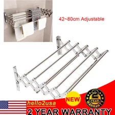 Hanger Shelf Wall-Mounted Expandable Folding Clothes Drying Towel Rack Laundry