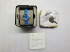 FOSSIL ANALOG BLUE DIAL CRYSTALS BLUE LEATHER STRAP LADIES WATCH BQ1084 NEW