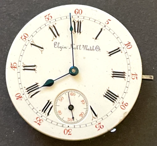 Antique 1885 Elgin Grade 67 Pocket Watch Movement Parts/Repair 8s 15j USA
