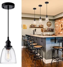 IMPIOIO Industrial Mini Pendant Light Fixture Modern Clear Glass