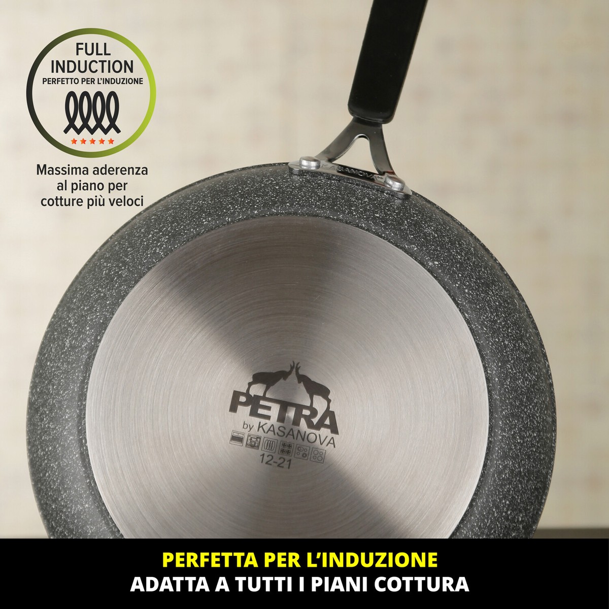 Padella Girafrittata KASANOVA 30 Cm - Doppia, Antiaderente, Grigio Antracite - Foto 8