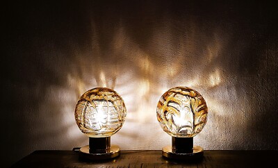 1960s Vintage Pair of ''DORIA'' Table Lamps Bedside Lamp Set : 2 Pieces 1960s