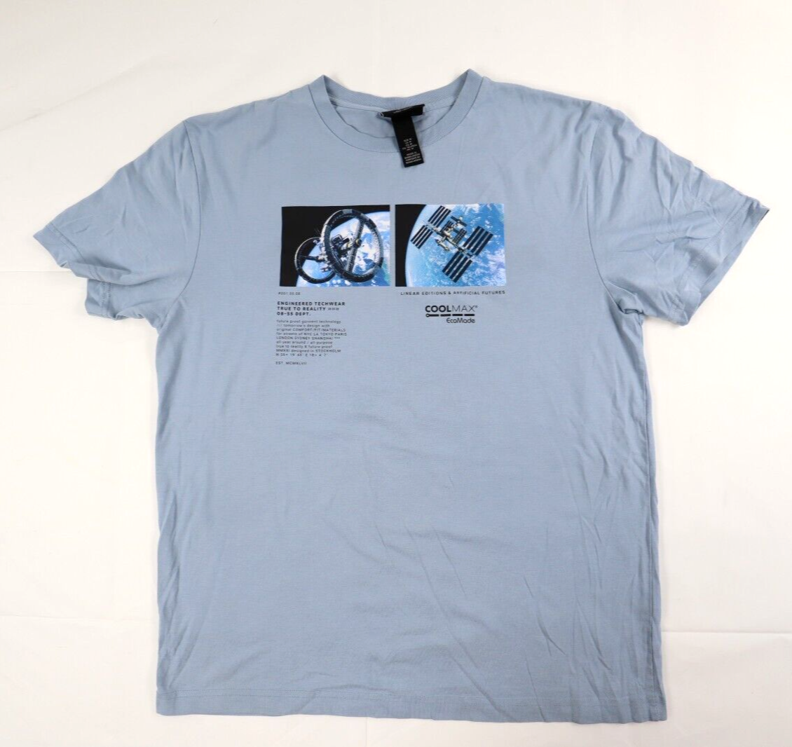 H&M Men's Medium (M) Cool Max Eco Made Linear Editions Regular Fit T-Shirt  Tee