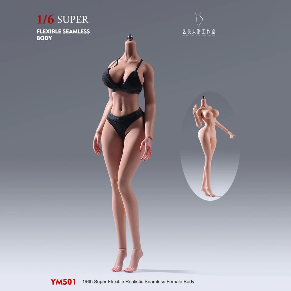 YM 1/6 Scale Female Seamless Action Figure Body 12in Sexy Bust Soldier Model Toy - Image 4 of 4