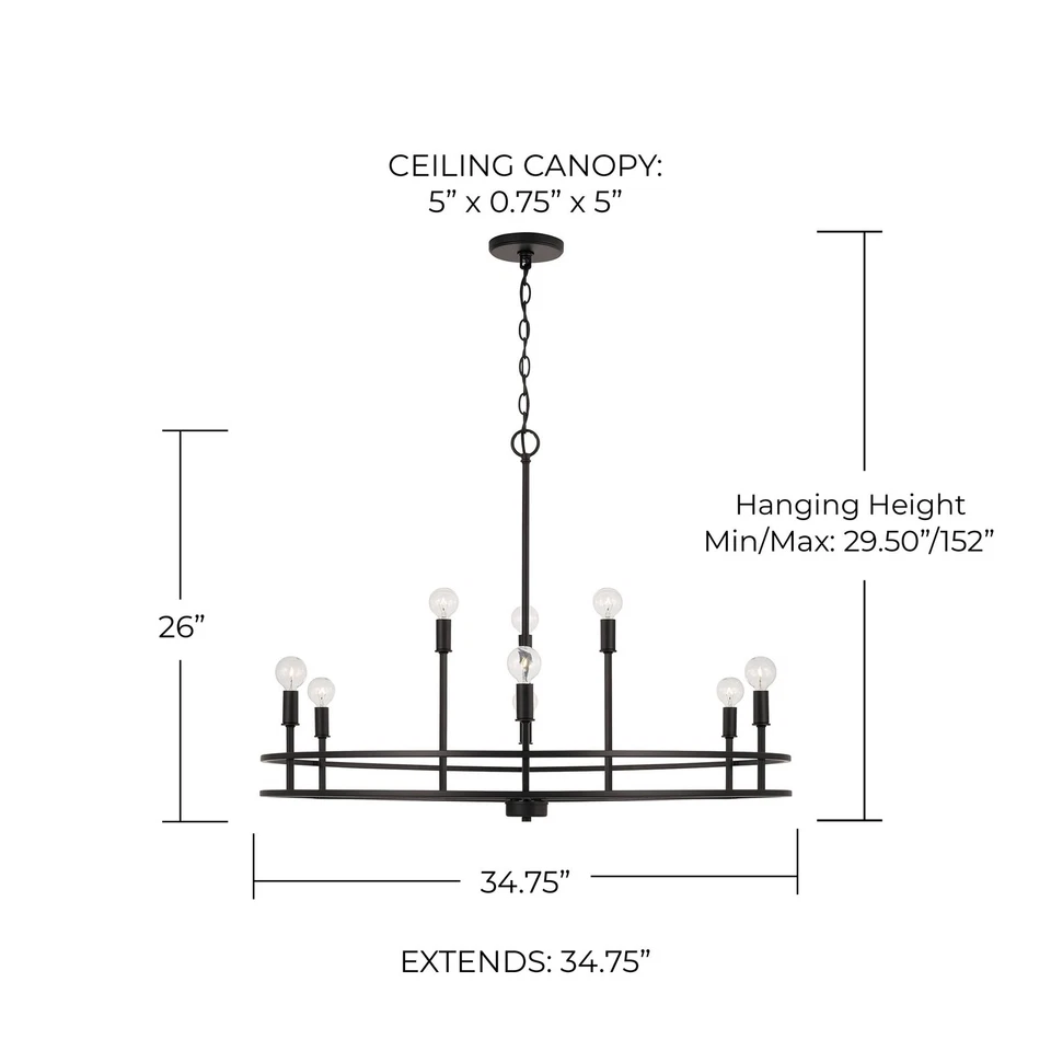 Lámpara de araña de anillo Capital Lighting 448791 Fuller 9 luces 35" W - latón Foto 4 de 4