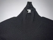 Armani Collezioni Ribbed Black Jersey Wool Turtleneck - Size L