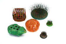 Vintage Metal Flower Frogs Floral Arrangement  Depression Glass - Lot