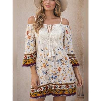 a line cotton dresses Cotton A-Line Long Sleeve Belted Dress