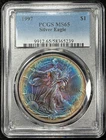 1997 PCGS MS65 American Silver Eagle $1 - Monster Rainbow Toning!
