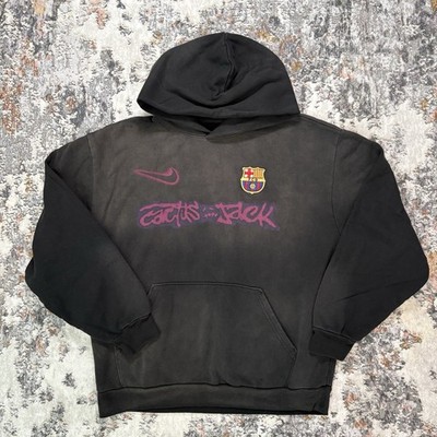 Nike Cactus Jack FC Barcelona Spray Logo Hoodie Black Size: L  Travis Scott