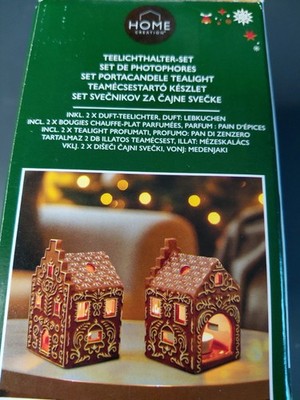 SALE!!! 2 Keramik Teelicht Halter Duft ''Lebkuchen'' Landhaus 7,3 x7,4 x 12cm N2