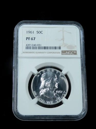 1961 50c Proof Franklin Silver Half Dollar - NGC PF67