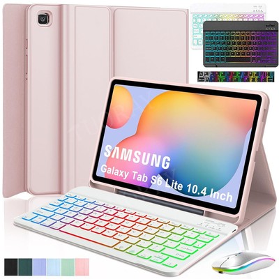 Für Samsung Galaxy Tab S9 S10 FE S8 S7 A9+ Hülle mit Beleuchtete QWERTZ Tastatur