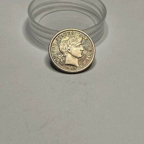 1908 D Barber Dime Circulated 90% Silver 10 Cent Denver Mint Coin US Better Date