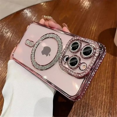 Glitzer Diamant Hülle für iPhone 17 16 15 14 13 12Pro Max Plus Air Magsafe Case