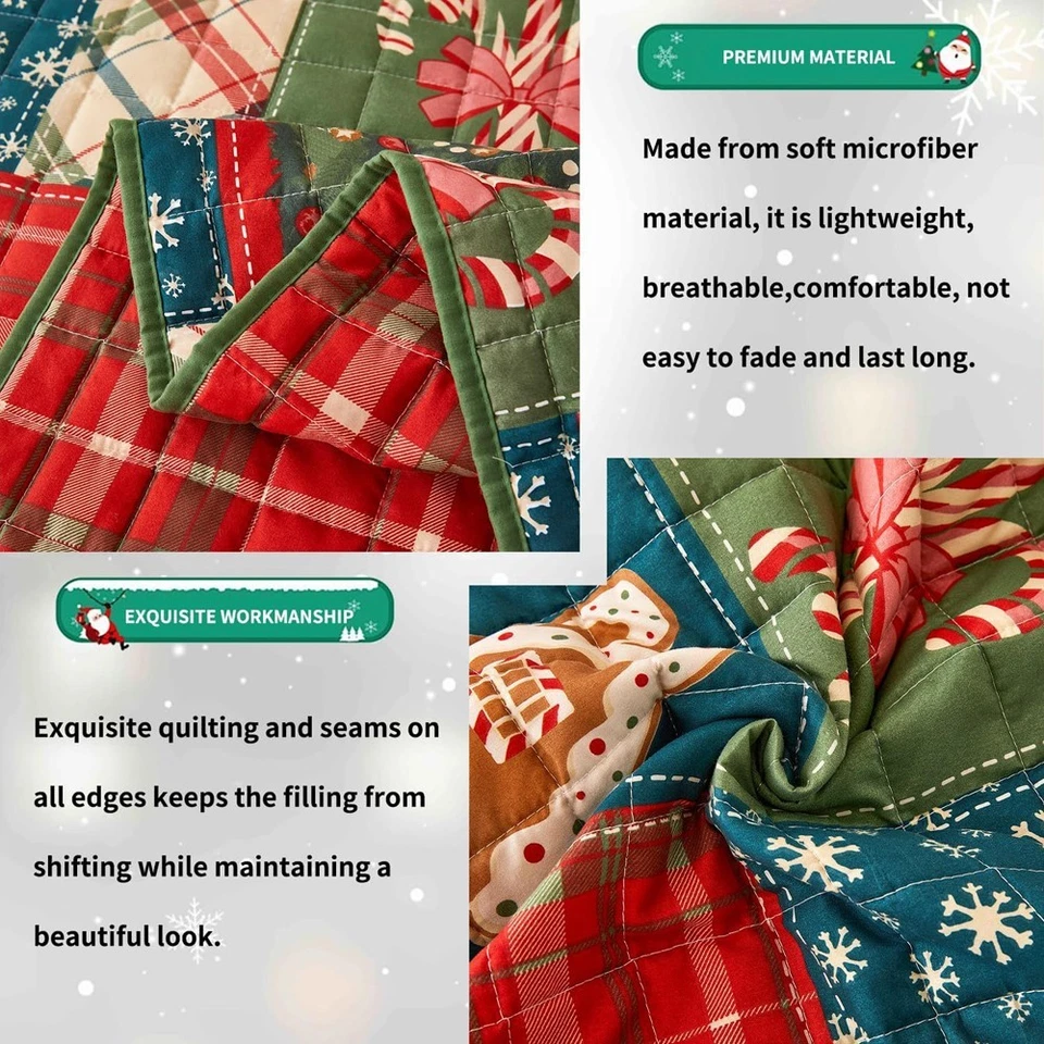 3-Piece Christmas Tree Quilts Set Queen Size Bedding Set Reversible（88"X92"） - Image 4 of 4