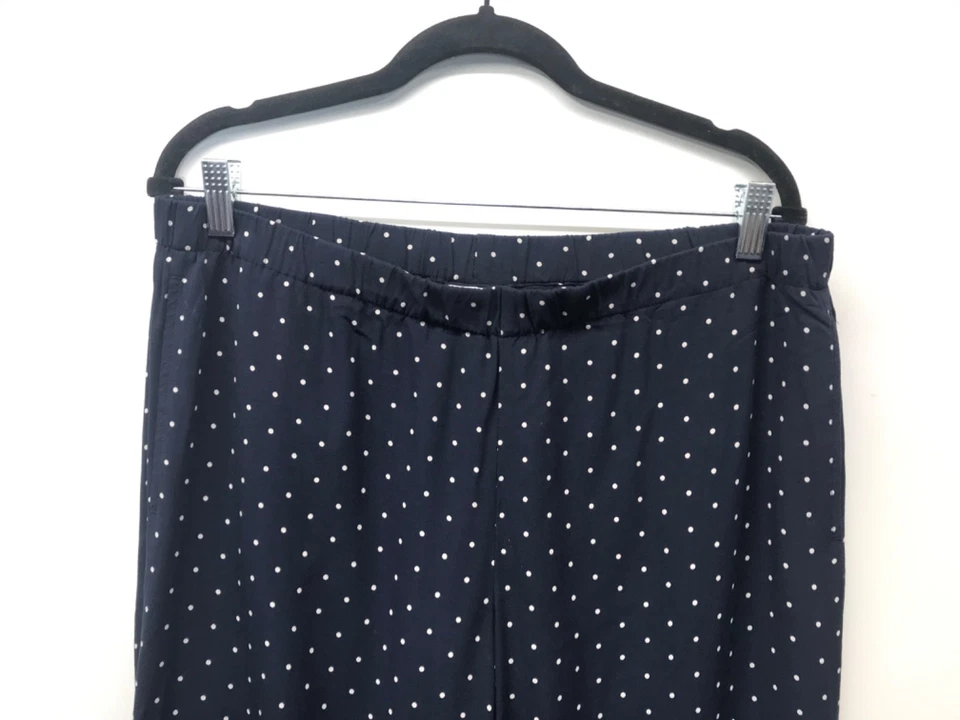 Pantalones J. Jill Azul Marino Lunares Cintura Elástica Pierna Ancha Bolsillos Talla M Alto Foto 2 de 4