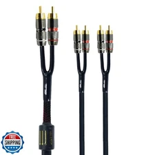 Arklove 20ft Shielded RCA Plug Splitter Stereo Audio Video Cable 2 Male to 4 