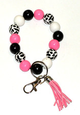 Stretchy Beaded Bracelet Wristlet Keychain Key Ring Clip