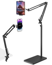 Tablet Floor Stand with 11lb Stable Base  Desk Clamp, Adjustable Height Stre...