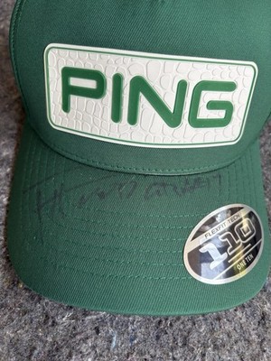 Green PING Golf Adjustable Snap Back Flex Fit Ball Cap Mens Signed