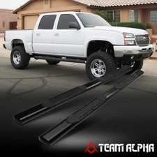 Fits 1999-2014 Silverado [CREW CAB] Oval Black Mild Steel 4" Nerf Bar Side Step