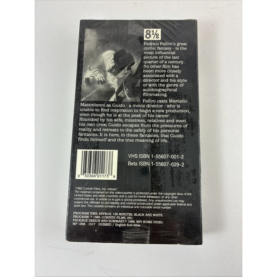 Fellini's 8 1/2, (VHS) Marcello Mastroianni, Claudia Cardinale New Sealed - Image 3 of 4
