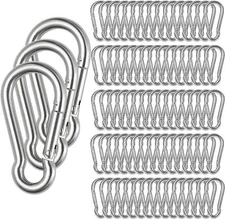 60 Pack Spring Snap Hooks, M6 x 2-3/8 inch Keychain Carabiner Clips, 290lbs Load